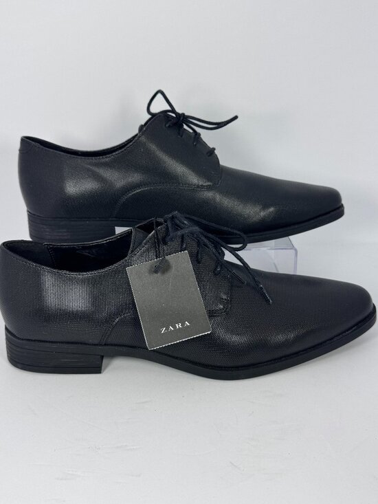 NWT! Zara Dress Shoe Lace Up Mens Size 8 Black main image 4